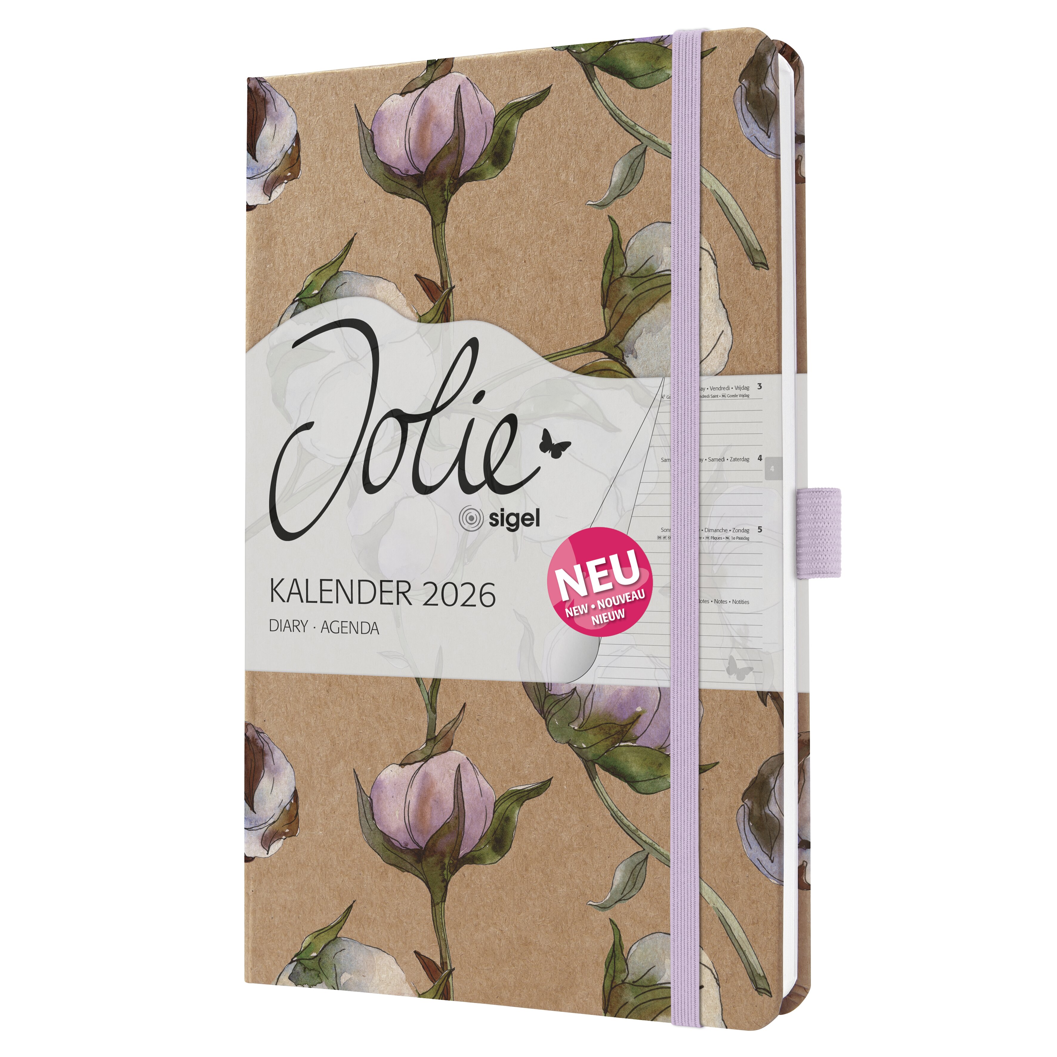 SIGEL J6805 Wochenkalender Jolie 2026, ca. A5, , braun, flieder, rosé, weiß, oliv
