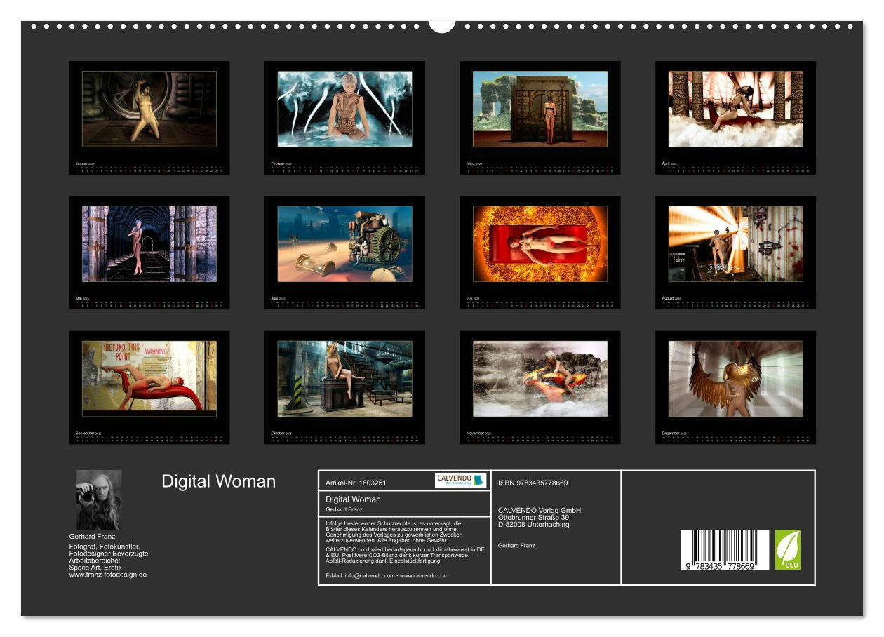 Digital Woman (hochwertiger Premium Wandkalender 2025 DIN A2 quer), Kunstdruck in Hochglanz