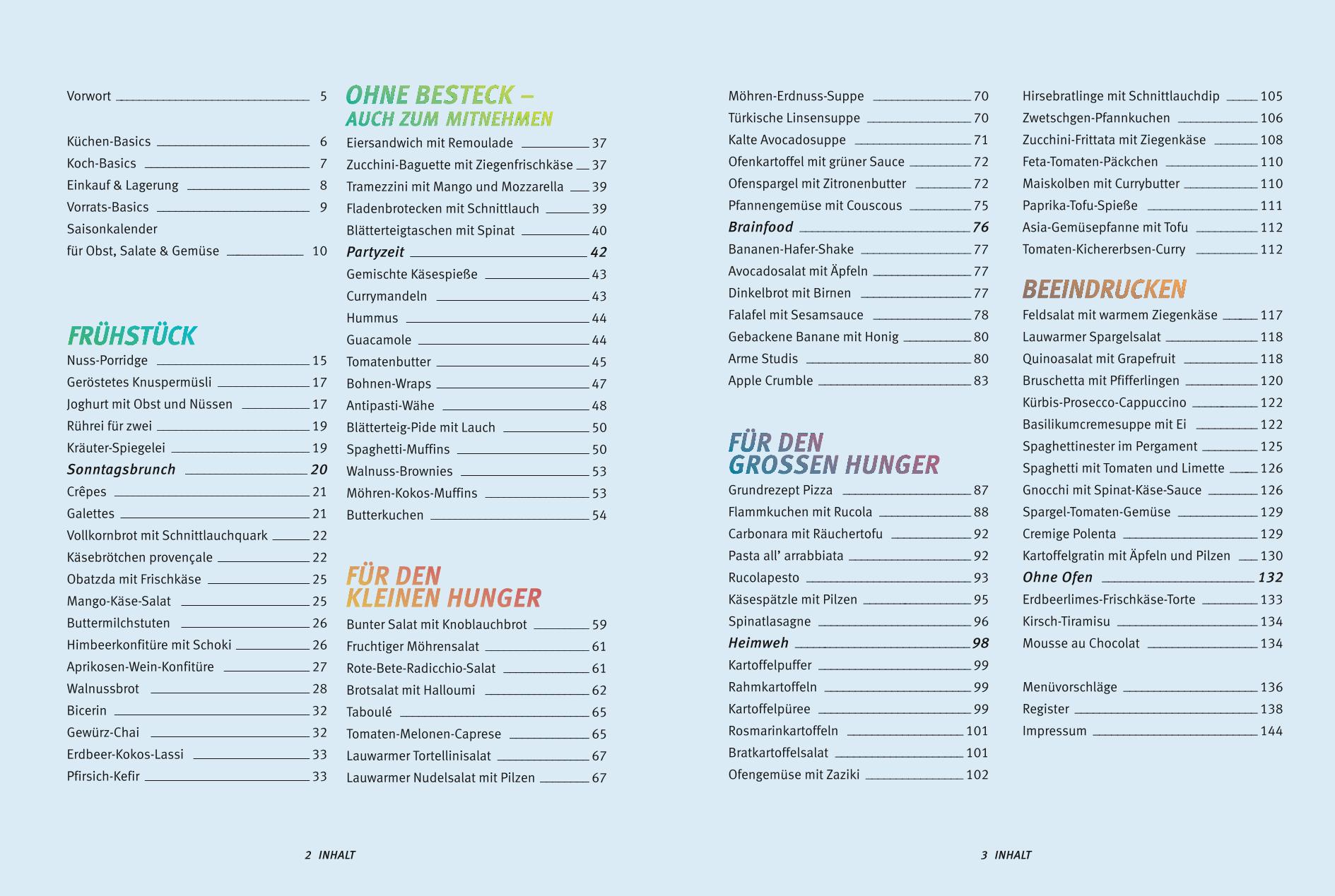 Beispielinhalt (Bild) Studi-Kochbuch vegetarisch