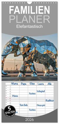 Vorderes Coverbild Familienplaner 2026 - Elefantastisch mit 5 Spalten (Wandkalender, 21 x 45 cm) CALVENDO