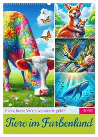 Tiere im Farbenland - Meine bunte Welt, wie sie mir gefällt (Wandkalender 2026 DIN A2 hoch), CALVENDO Monatskalender