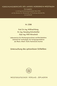 Vorderes Coverbild Untersuchung des spitzenlosen Schleifens