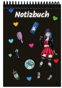 Vorderes Coverbild A 5 Notizblock Manga Enora, schwarz, blanko