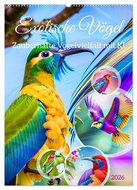 Exotische Vögel. Zauberhafte Vogelvielfalt mit KI (Wandkalender 2026 DIN A2 hoch), CALVENDO Monatskalender