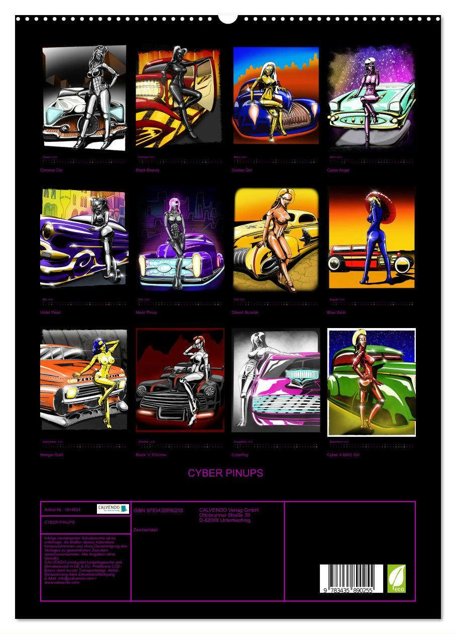 CYBER PINUPS (hochwertiger Premium Wandkalender 2025 DIN A2 hoch), Kunstdruck in Hochglanz