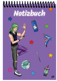 Vorderes Coverbild A 5 Notizblock Manga Quinn, lila, kariert