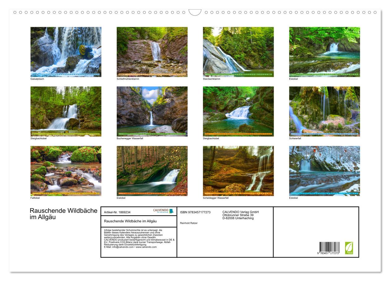 Beispielinhalt (Bild) Rauschende Wildbäche im Allgäu (Wandkalender 2025 DIN A2 quer), CALVENDO Monatskalender