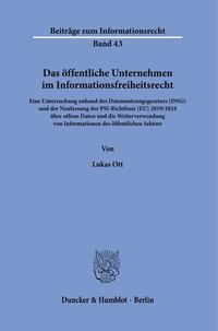 Vorderes Coverbild Das öffentliche Unternehmen im Informationsfreiheitsrecht.