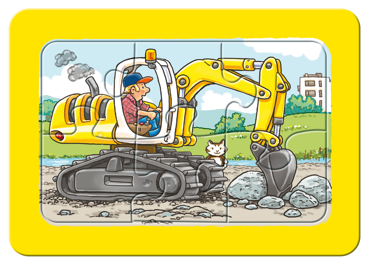 Beispielinhalt (Bild) Kinderpuzzle 6 Teile - Bagger, Traktor und Kipplader