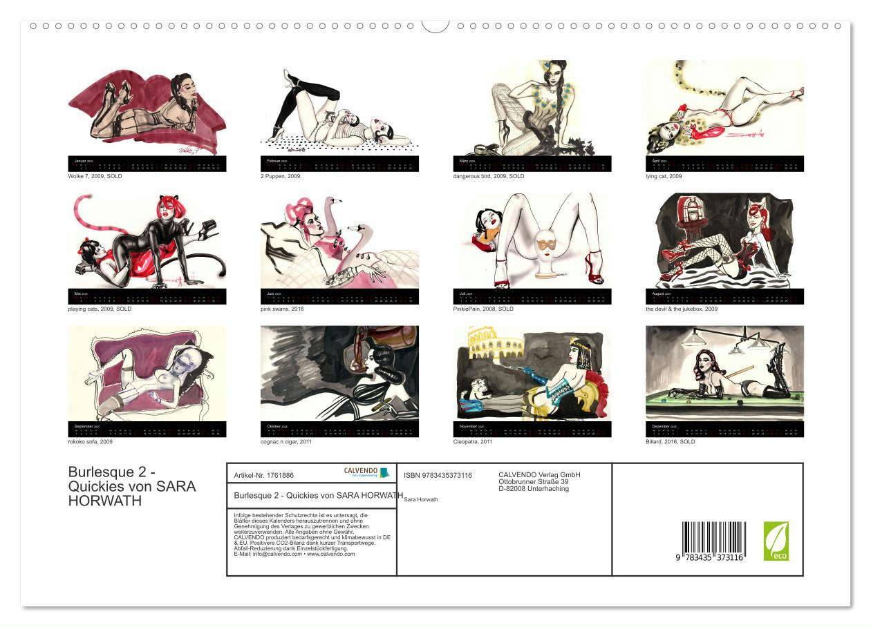 Burlesque 2 - Quickies von SARA HORWATH (hochwertiger Premium Wandkalender 2025 DIN A2 quer), Kunstdruck in Hochglanz