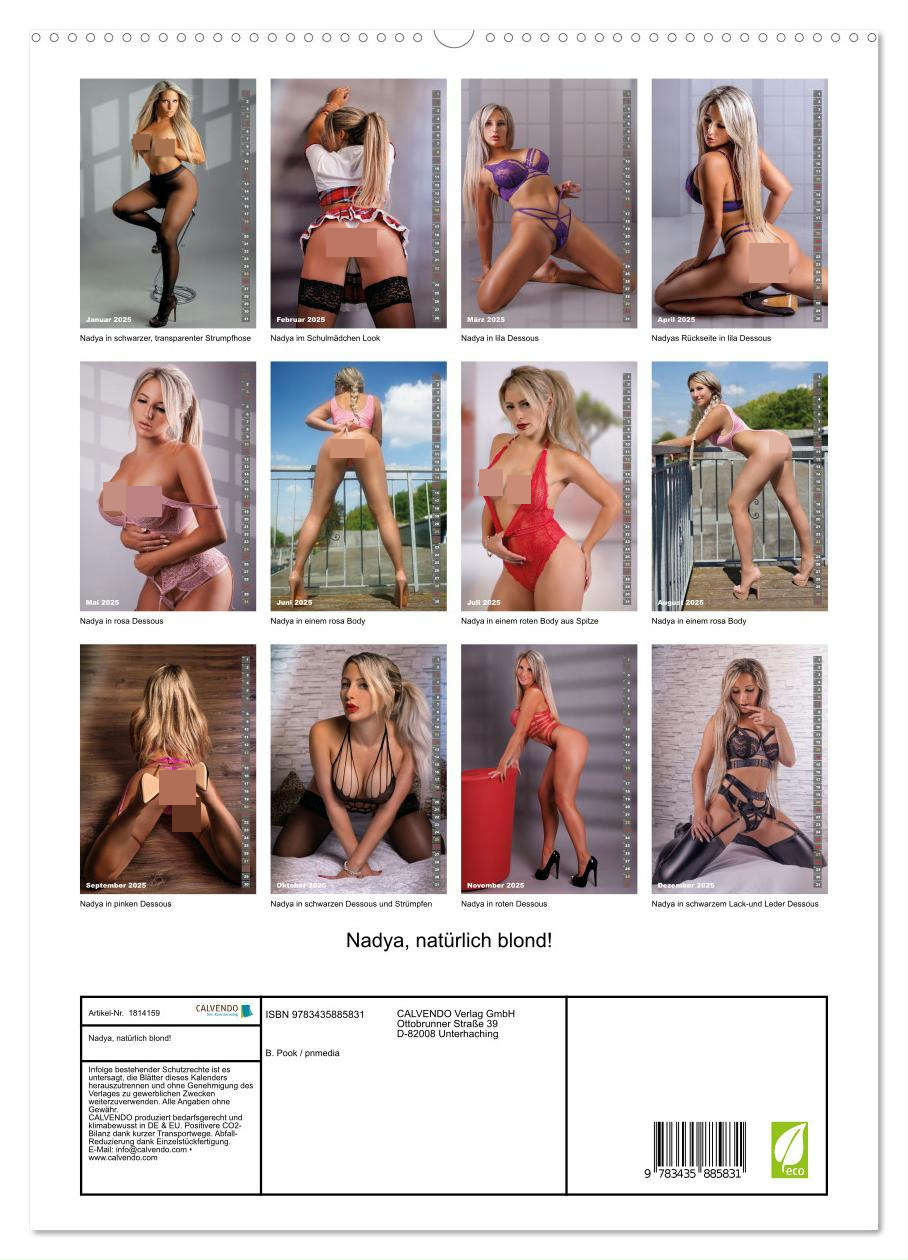 Nadya, natürlich blond! (hochwertiger Premium Wandkalender 2025 DIN A2 hoch), Kunstdruck in Hochglanz