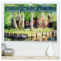 Vorderes Coverbild Spreewald Aquarell Impressionen (hochwertiger Premium Wandkalender 2025 DIN A2 quer), Kunstdruck in Hochglanz