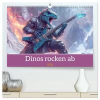 Dinos rocken ab (hochwertiger Premium Wandkalender 2026 DIN A2 quer), Kunstdruck in Hochglanz