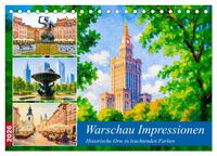 Warschau Impressionen - Historische Orte in leuchtenden Farben (Tischkalender 2026 DIN A5 quer), CALVENDO Monatskalender