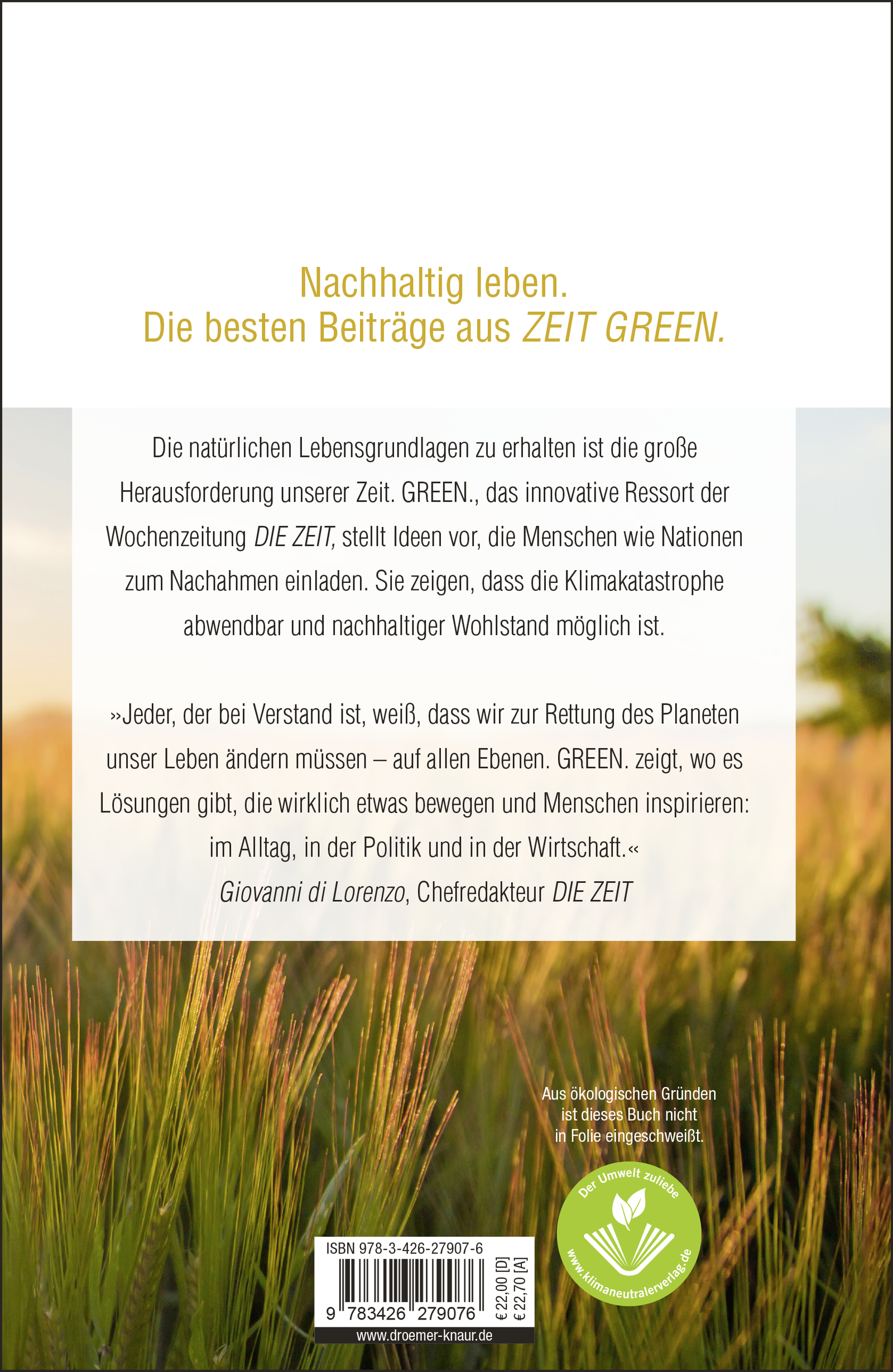 Rückseitencover DIE ZEIT GREEN