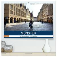 Münster - die liebenswerte Fahrradstadt (hochwertiger Premium Wandkalender 2026 DIN A2 quer), Kunstdruck in Hochglanz