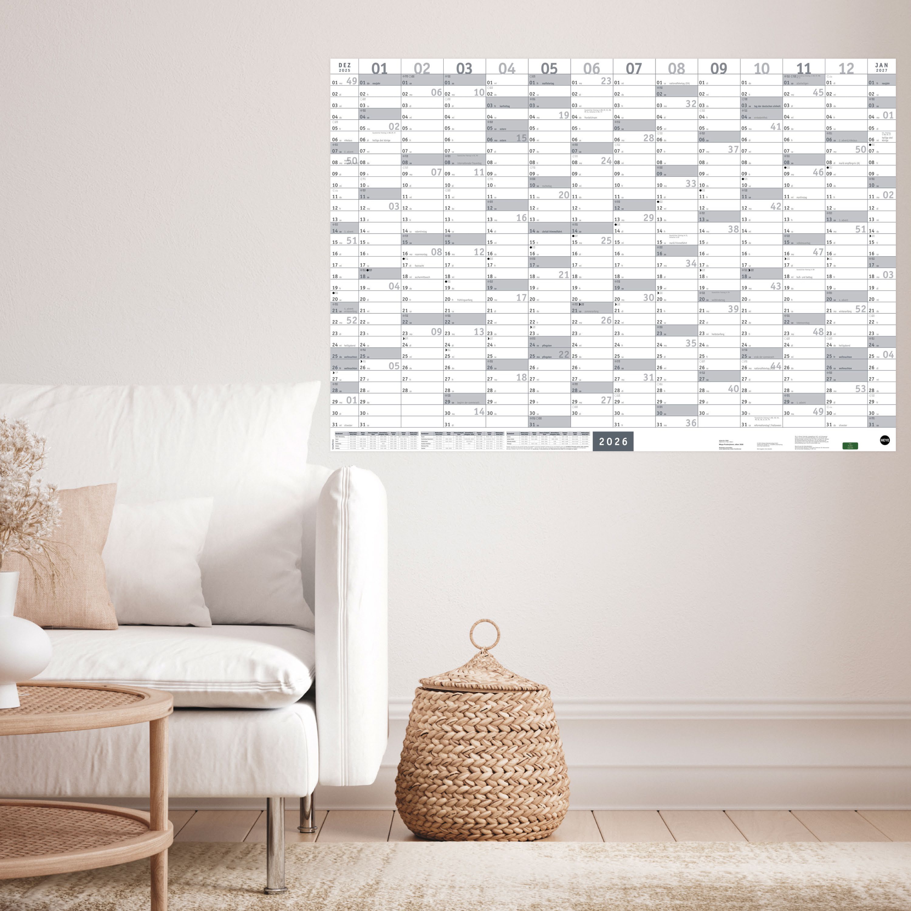 Mega-Posterplaner, silber 2026